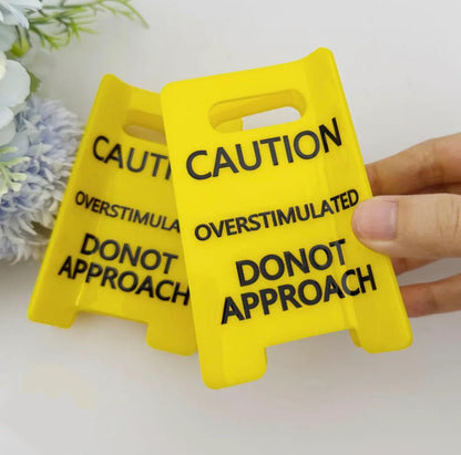 Caution Overstimulated Yellow Sign Hair Claw Clip (2 Pcs)